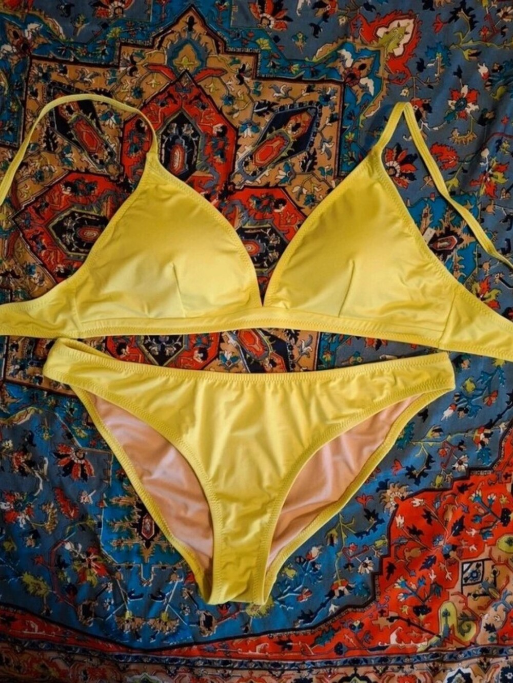 Women's Yellow Triangle Bikini Set - Classic Two-Piece Swim
